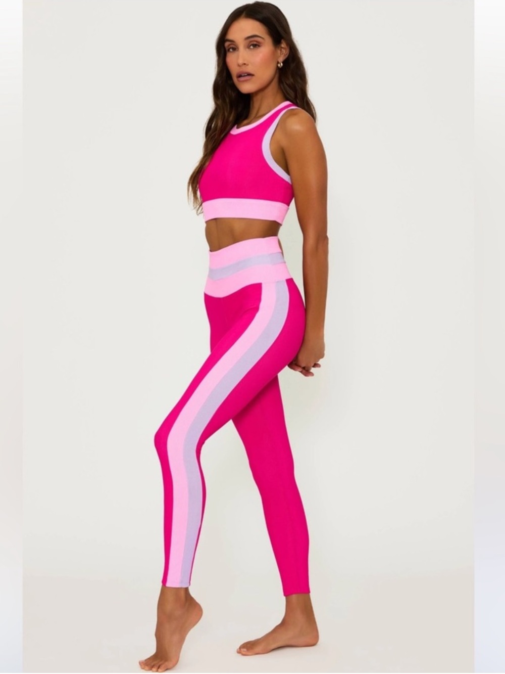 Beach Riot Mariella Ribbed Leggings Raspberry Colorblock Pink Size Small